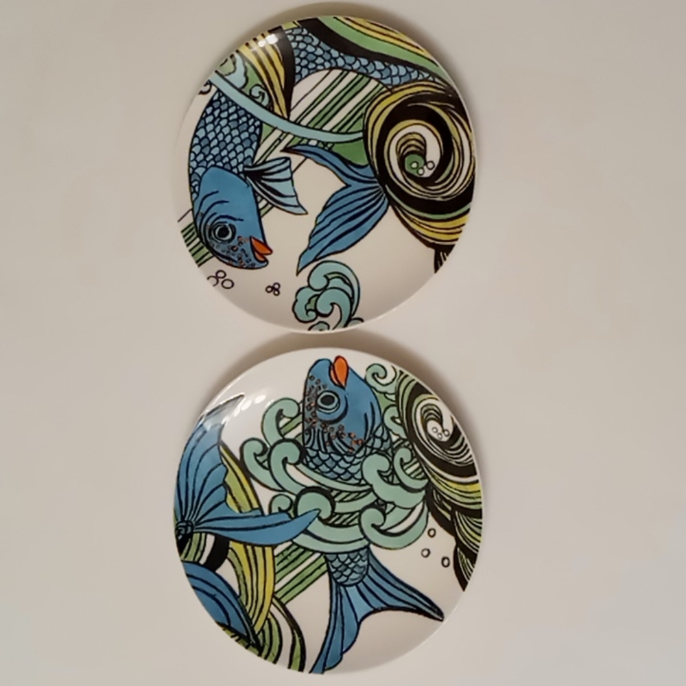 Anthropologie Koi Fish Salad Plates Set of Two